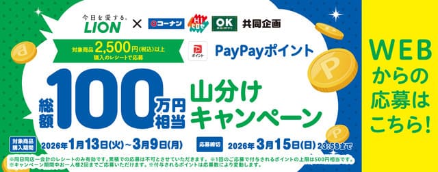 LIONPayPayポイント総額100万円相当山分けキャンペーン
